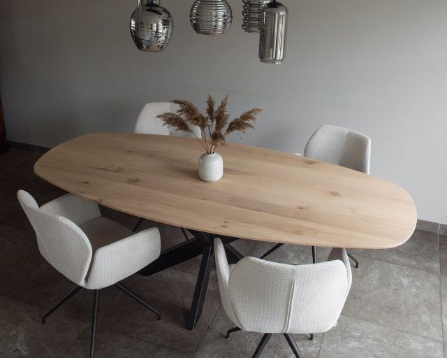 Eiken Salon Tafelblad Deens Ovaal 70 x 130 cm | 4 cm dik | Verjongd 