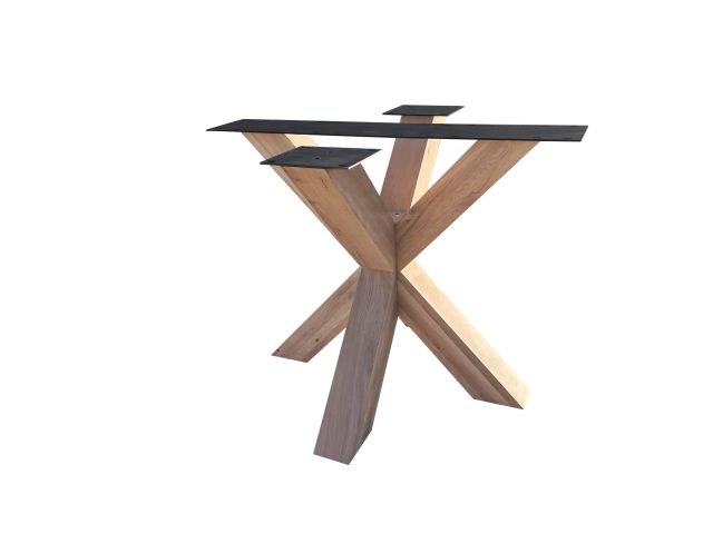 Eiken Dubbele Kruispoot 90 x 90 cm | massief 10 x 10 cm