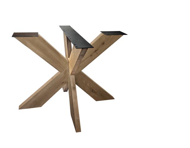 Eiken Dubbele Kruispoot 130 x 130 cm | massief 16 x 6 cm