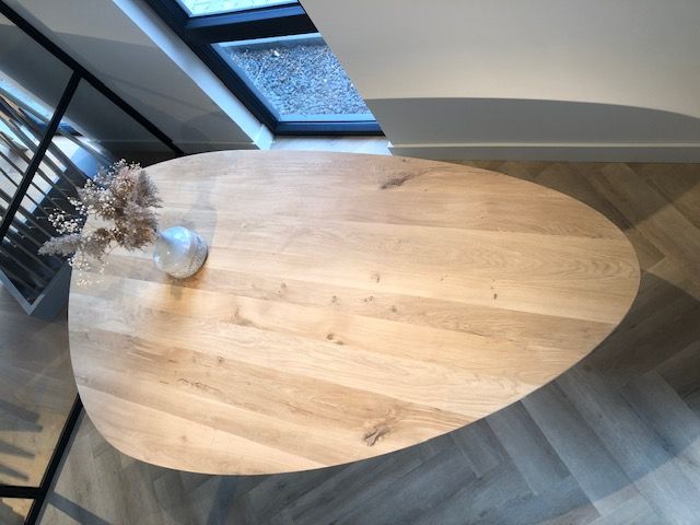 Eiken Tafelblad Kiezel-vorm 120 x 220 cm | 4 cm dik