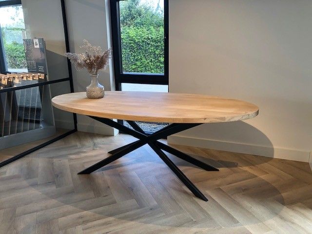 Eiken Tafelblad Ovaal 120 x 260 cm | 4 cm dik