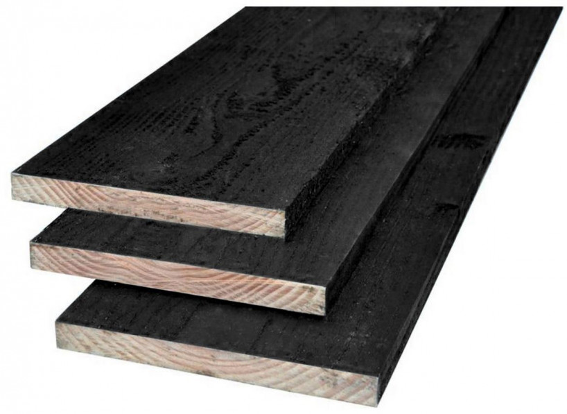 Douglas Planken Fijnbezaagd 2,2 x 20 cm | 2x Zwart gespoten | 300 cm lang