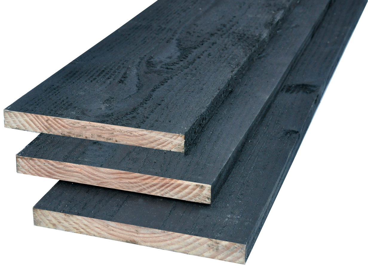 Douglas Planken 2,2 x 20 cm | Zwart geïmpregneerd | 400 cm lang